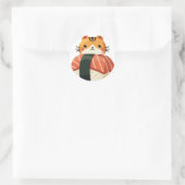 Sushi Kat Ronde Sticker (Tas)