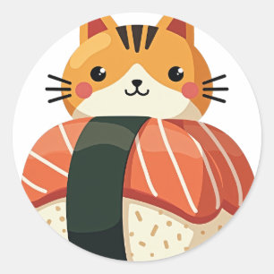 Sushi Kat Ronde Sticker