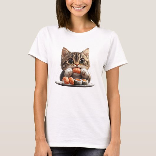 Sushi Kat Shirt, Voedsel Kat Shirt (Voorkant)