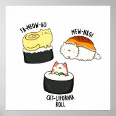 Sushi Katten Grappig Sushi Pun Poster (Voorkant)