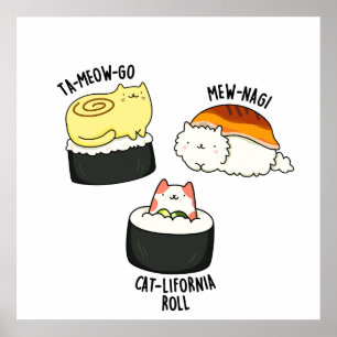 Sushi Katten Grappig Sushi Pun Poster