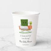 Sushi Kawaii Baby shower met Avocado Rattle Papieren Bekers (Achterkant)
