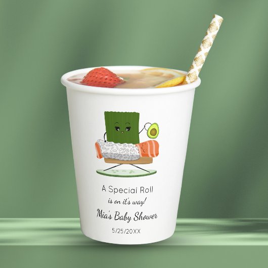 Sushi Kawaii Baby shower met Avocado Rattle Papieren Bekers