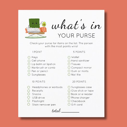 Sushi Kawaii Baby shower Wat zit er in je tas Flyer