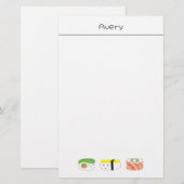 Sushi Kawaii illustratie gepersonaliseerd Briefpapier (Voorkant / Achterkant)