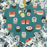 Sushi Keramisch Ornament<br><div class="desc">Show je liefde voor sushi,  nigiri en maki rolt met deze leuke alternatieve kerstversiering. Probeer de andere vormen om te zien welke u verkiest,  of geef opdracht tot een verscheidenheid voor samenhangend decor! Originele kunst van Nic Squirrell.</div>