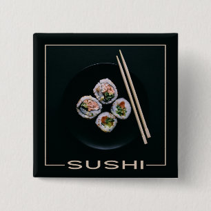 sushi-knoppen vierkante button 5,1 cm