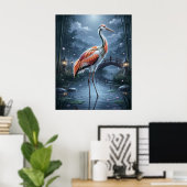 Sushi Kraanvogel Maan Moeras Poster (Thuiskantoor)