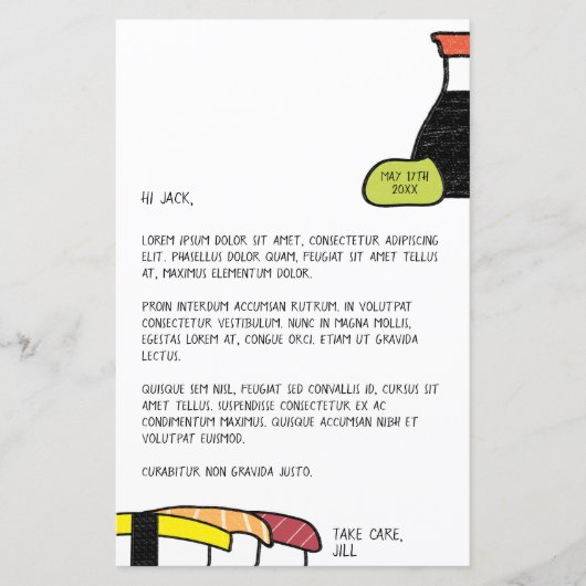 Sushi Letter | Cute & Fun Wasabi w/ Date Sjabloon (Voorkant)