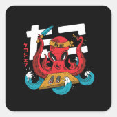 Sushi Liefhebber, Octopus Sushi Chef Vierkante Sticker (Voorkant)