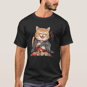 Sushi Liefhebber Vintage Kitten Traditionele Japan T-shirt