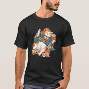 Sushi Liefhebber Vintage Kitten Traditionele Japan T-shirt