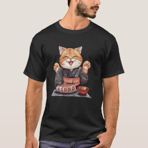 Sushi Liefhebber Vintage Kitten Traditionele Japan T-shirt