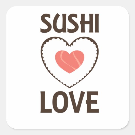 Sushi Love Heart Rice Salmon Favorite Vierkante Sticker (Voorkant)