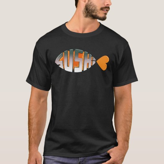 Sushi Love Religious Fish Inspired Typography Salm T-shirt (Voorkant)