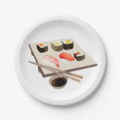 Sushi Lover Waterverf Party Maaltijd Papieren Bordje (Voorkant)
