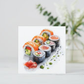 Sushi Lovers Wasabi Uniek Ontwerp Blank Feestdagenkaart (Staand voorkant)