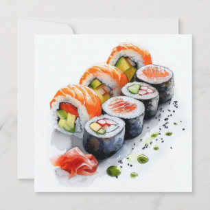 Sushi Lovers Wasabi Uniek Ontwerp Blank Feestdagenkaart