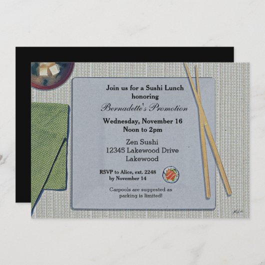 Sushi Lunch-uitnodigingen Kaart (Voorkant / Achterkant)