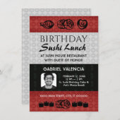 Sushi Lunch Verjaardagsfeestuitnodiging Kaart (Voorkant / Achterkant)