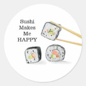Sushi maakt me blij dat Sushi Rolls tekent Ronde Sticker (Voorkant)