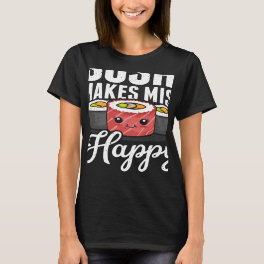 Sushi Makes Miso Happy Japans eten Japan Sushi T-shirt (Voorkant)