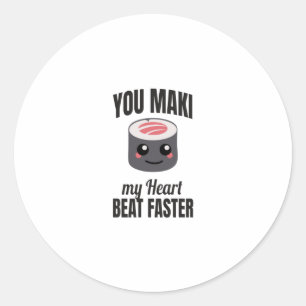 Sushi Maki  Japanse voedselkookgerei Ronde Sticker
