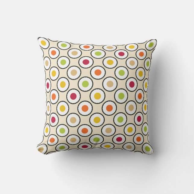 Sushi Maki Polka Dots Kussen (Voorkant)