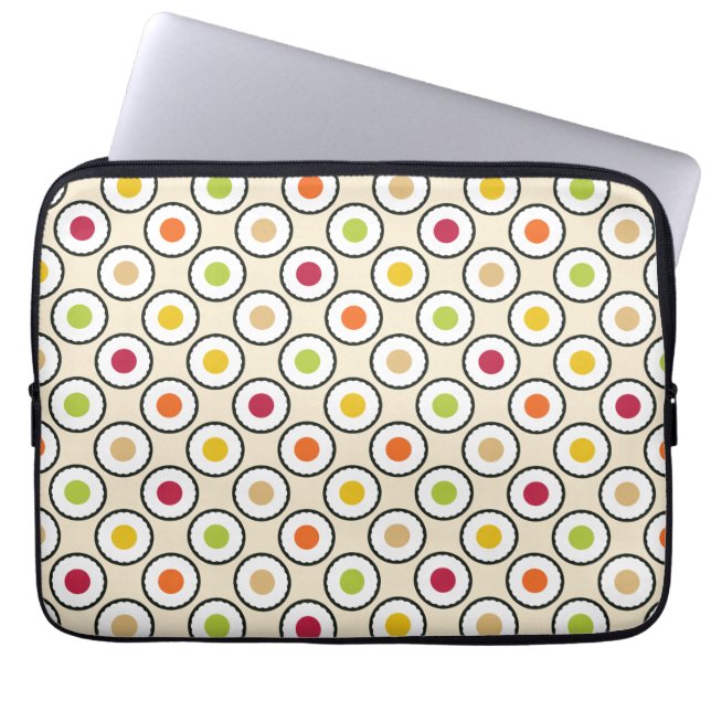 Sushi Maki Polka Dots Laptop Sleeve (Voorkant)