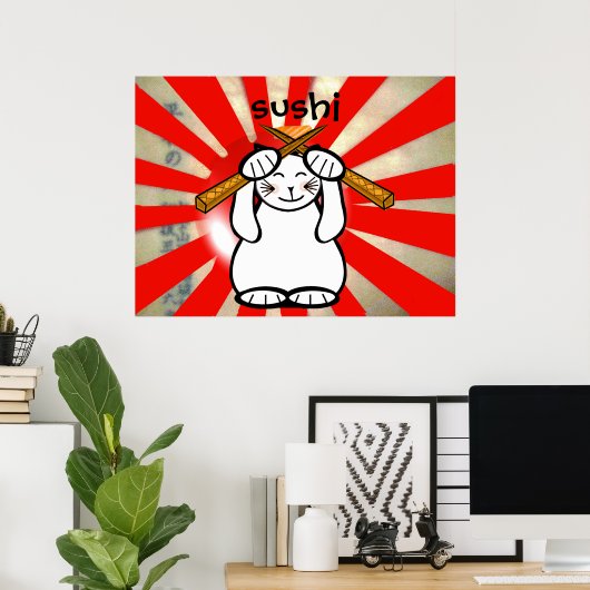 Sushi Maneki Neko Poster (Thuiskantoor)