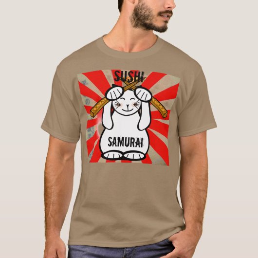 Sushi Maneki Neko ? Samurai T-shirt (Voorkant)