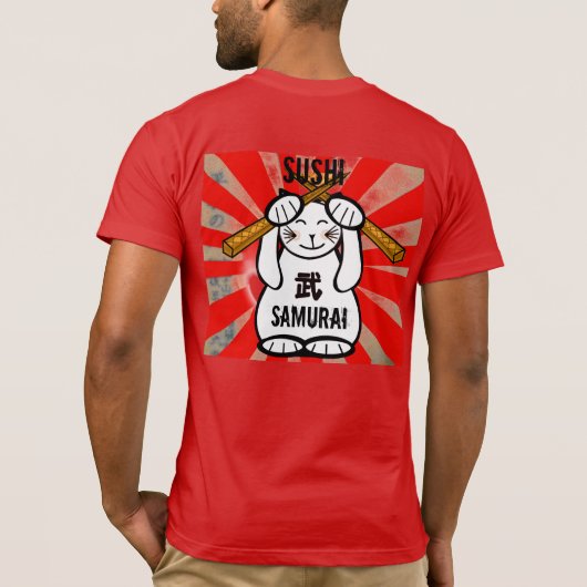 Sushi Maneki Neko Samurai T-shirt (Achterkant)