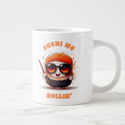 Sushi Me Rollin’ – Grappig Kawaii Sushi personage Grote Koffiekop (Rechts)