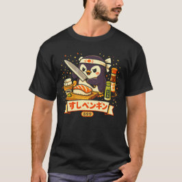 Sushi Meester Pinguïn – Cute Japanse Chef Kunst T-shirt