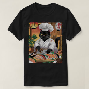Sushi Meester Zwarte Kat T-shirt