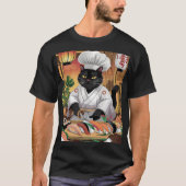 Sushi Meester Zwarte Kat T-shirt (Voorkant)