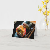 Sushi met Black Sesame Seeds Note Card Kaart (Gele Bloem)