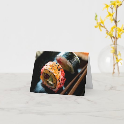 Sushi met Black Sesame Seeds Note Card Kaart (Gele Bloem)