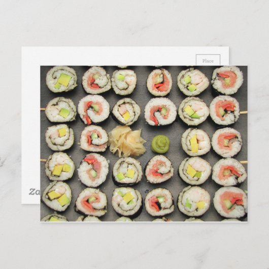 Sushi met Wasabi en Ginger Briefkaart (Voorkant / Achterkant)