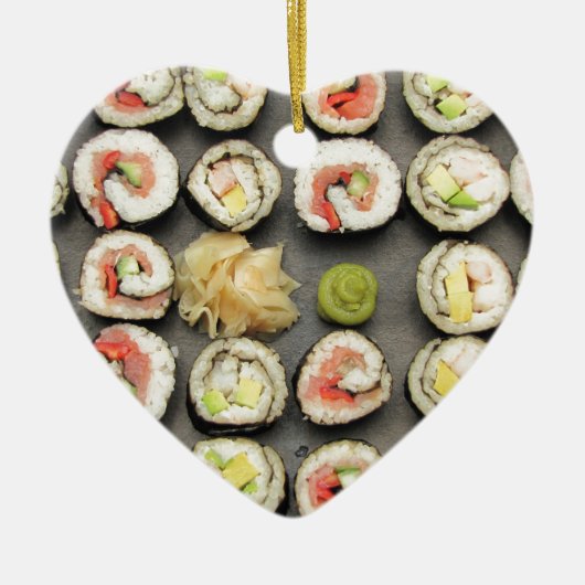 Sushi met Wasabi en Ginger Keramisch Ornament (Voorkant)