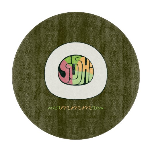 Sushi mmm Glazen snijvlak Snijplank (Voorkant)