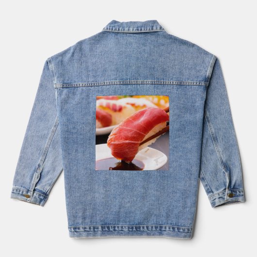 Sushi Moment – Where Flavor Begins on Denim Jacket (Achterkant)