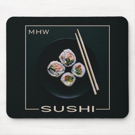Sushi monogram mousepad muismat (Voorkant)