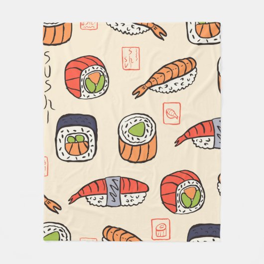 sushi naadloos patroon fleece deken (Voorkant)