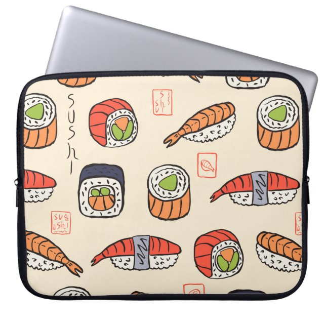 sushi naadloos patroon laptop sleeve (Voorkant)