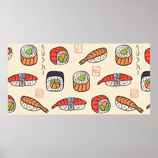 sushi naadloos patroon poster (Voorkant)