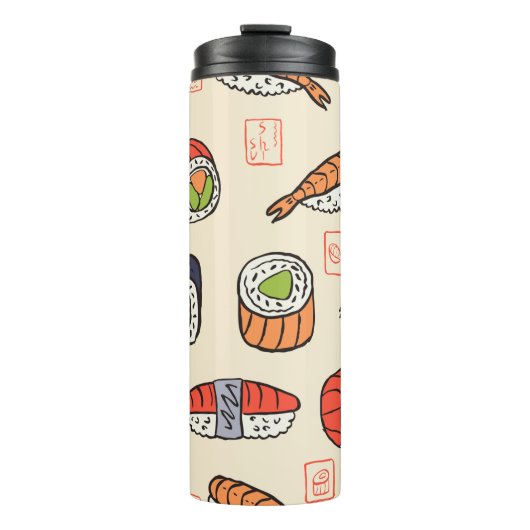 sushi naadloos patroon thermosbeker (Voorkant)