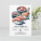 Sushi Nacht Printable Kinderen Verjaardag Kaart (Staand voorkant)