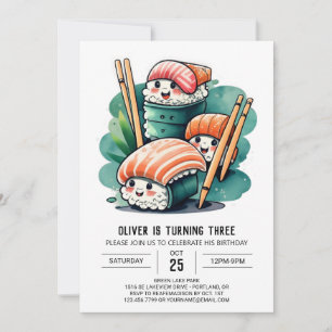 Sushi Nacht Printable Verjaardag Kaart
