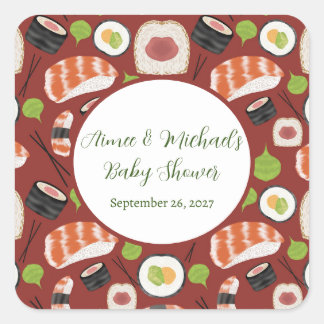 Sushi Neutral Baby shower Vierkante Sticker